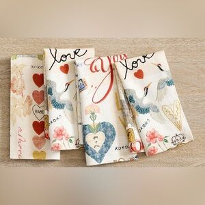 POTTERY BARN “DEVIN FOREVER LOVE”COTTON NAPKINS SET OF FOUR NWT $48.00